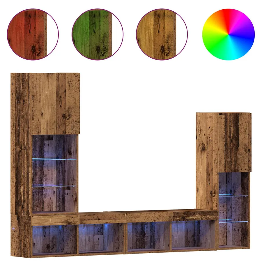 Meuble TV 4 pcs Bois ancien Bois d'ingénierie - 4