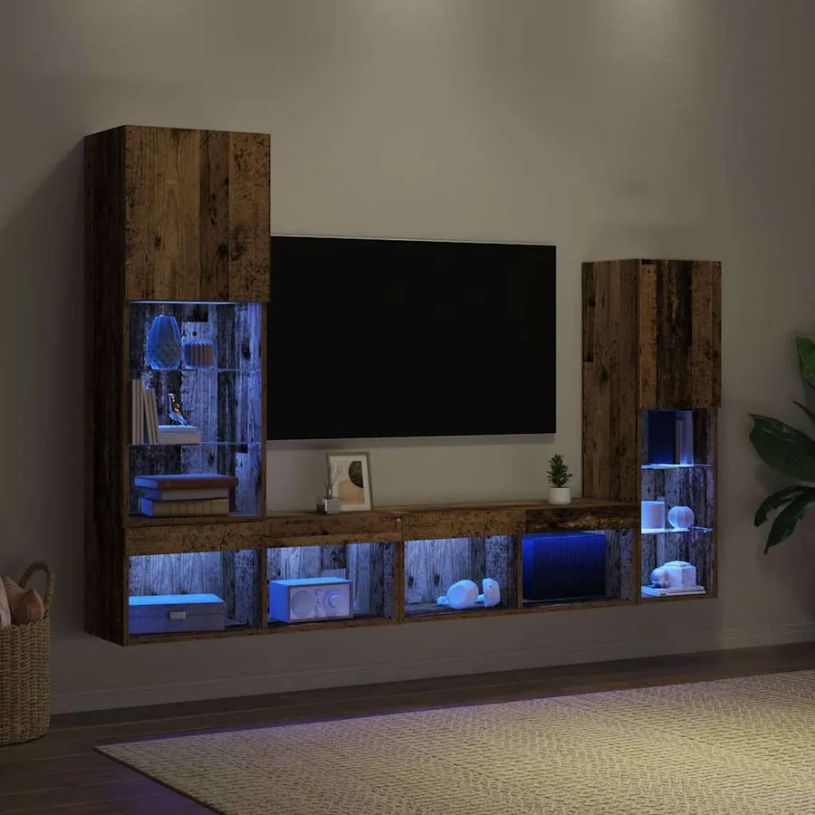 Meuble TV 4 pcs Bois ancien Bois d'ingénierie - 6