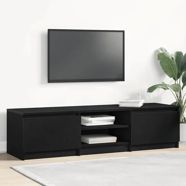 Meuble TV en chêne noir 140x40x36 cm bois d'ingénierie