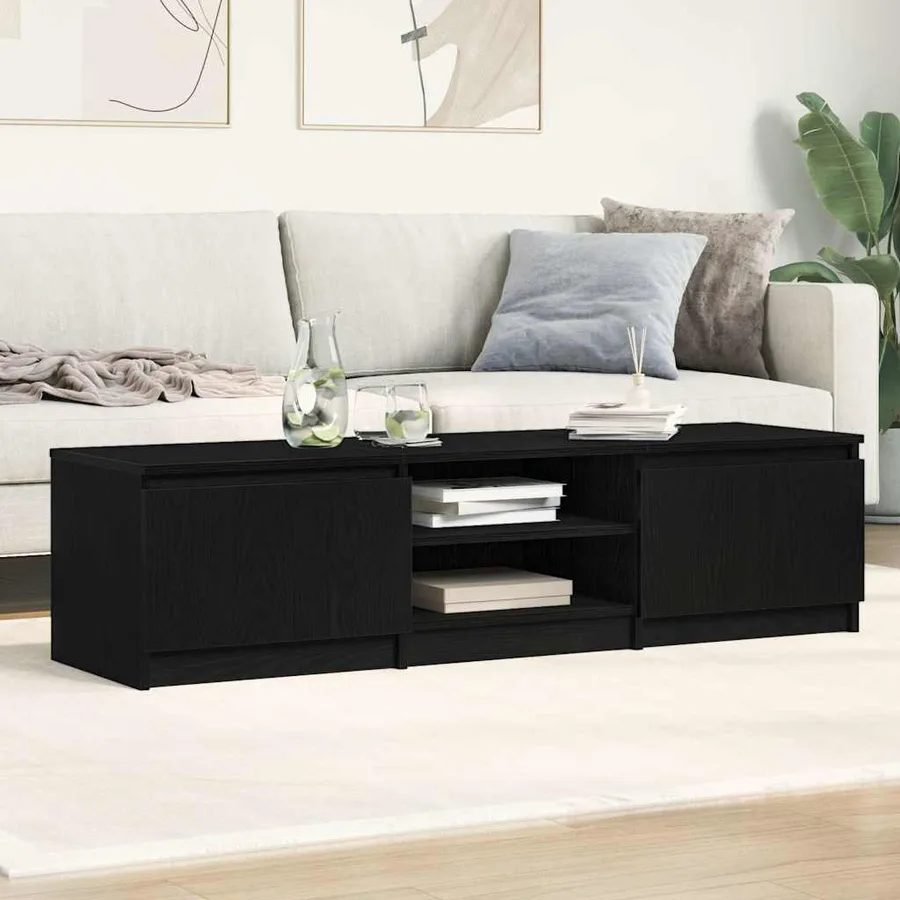 Meuble TV en chêne noir 140x40x36 cm bois d'ingénierie - 3