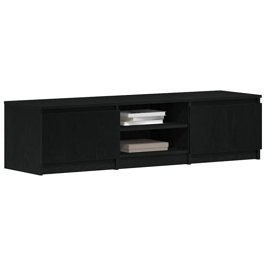 Meuble TV en chêne noir 140x40x36 cm bois d'ingénierie - 4