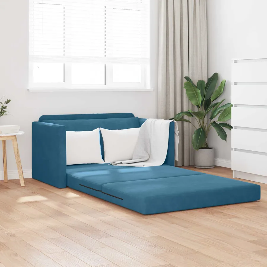 Canapé-Lit Bleu 124 x 71 x 78 cm Velours