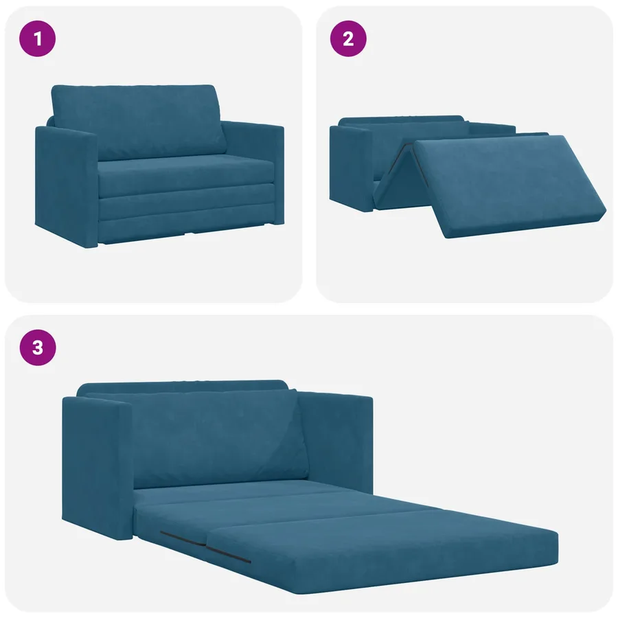 Canapé-Lit Bleu 124 x 71 x 78 cm Velours - 10