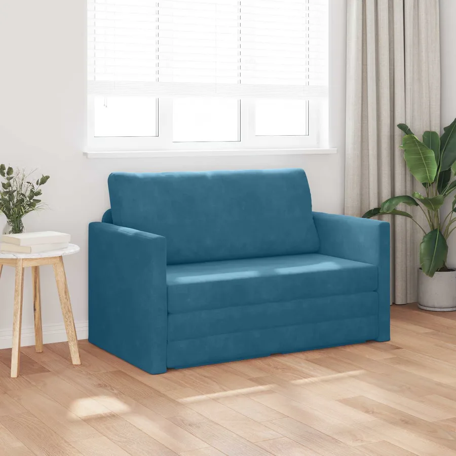 Canapé-Lit Bleu 124 x 71 x 78 cm Velours - 3