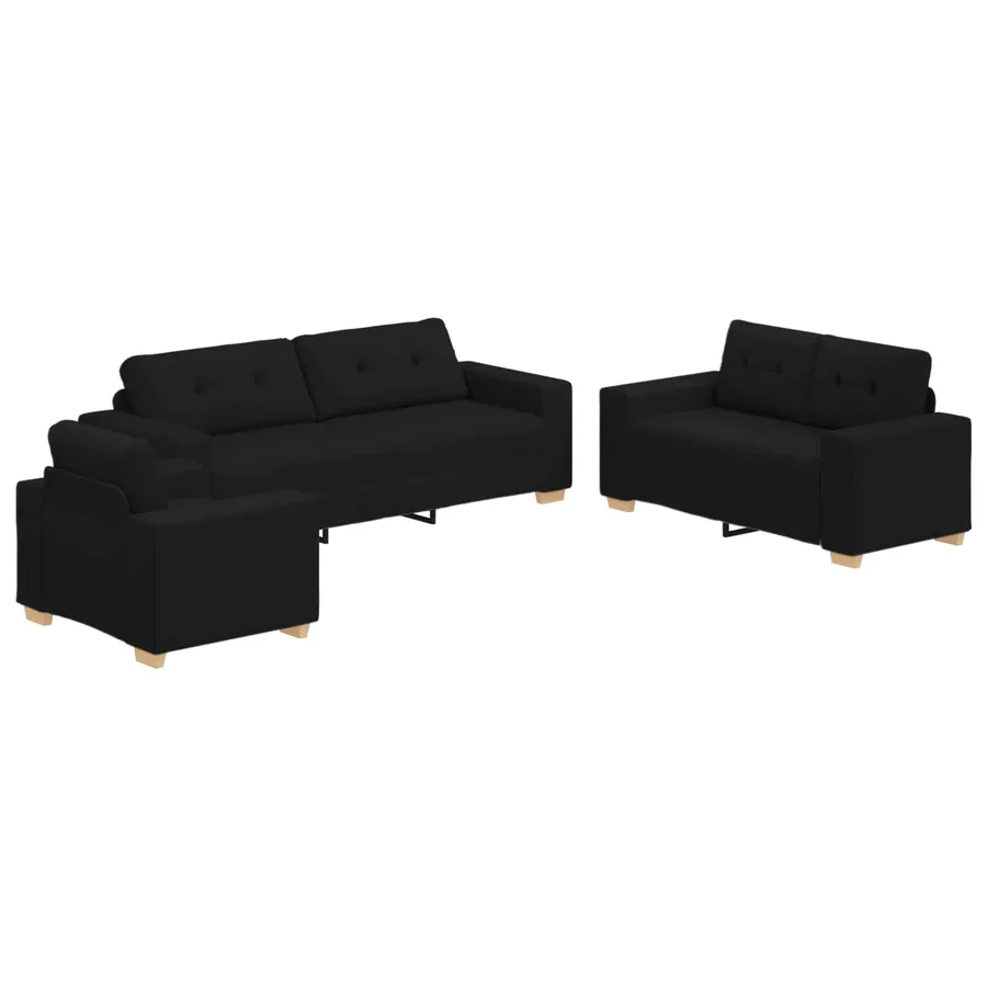Canapé 3 pcs Noir 221 x 80 x 80 cm Tissu en lin mélangé - 2