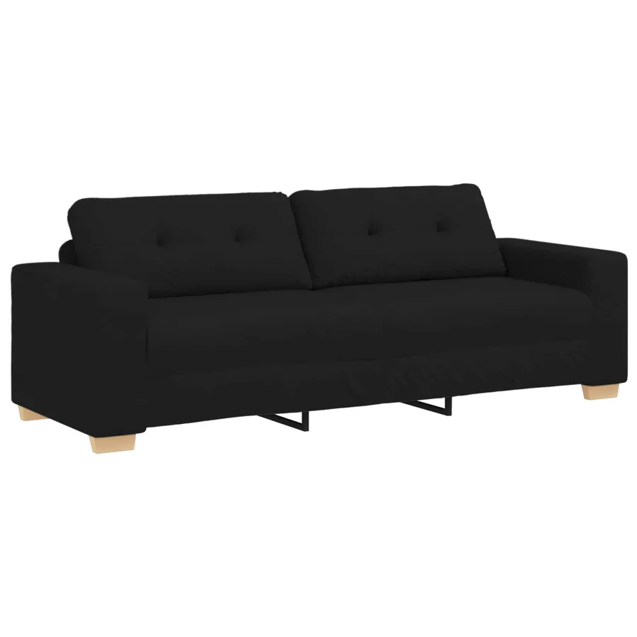Canapé 3 pcs Noir 221 x 80 x 80 cm Tissu en lin mélangé - 6