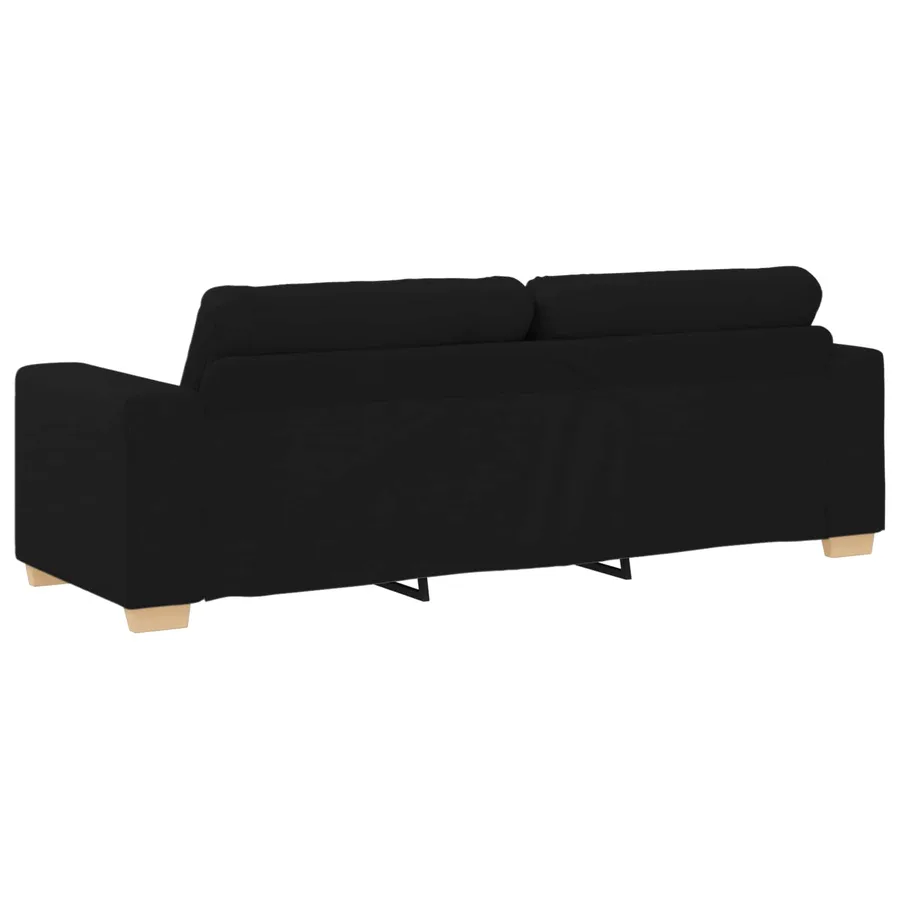 Canapé 3 pcs Noir 221 x 80 x 80 cm Tissu en lin mélangé - 9