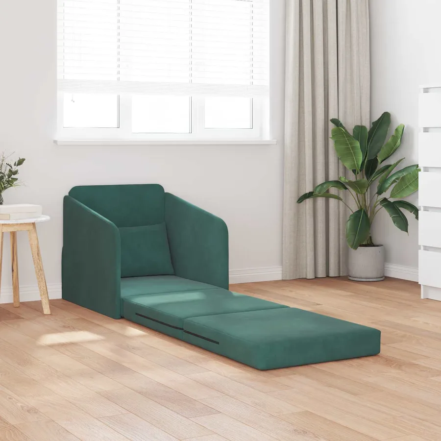 Canapé-Lit Vert foncé 65 x 80 x 83 cm Velours - 3