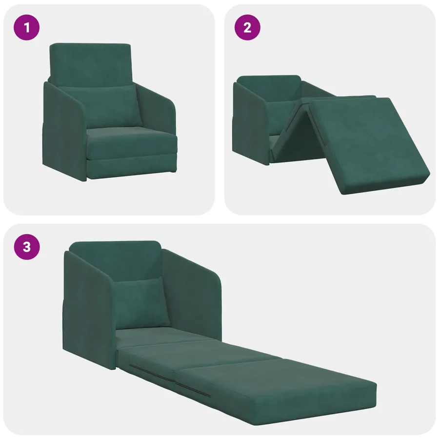 Canapé-Lit Vert foncé 65 x 80 x 83 cm Velours - 8