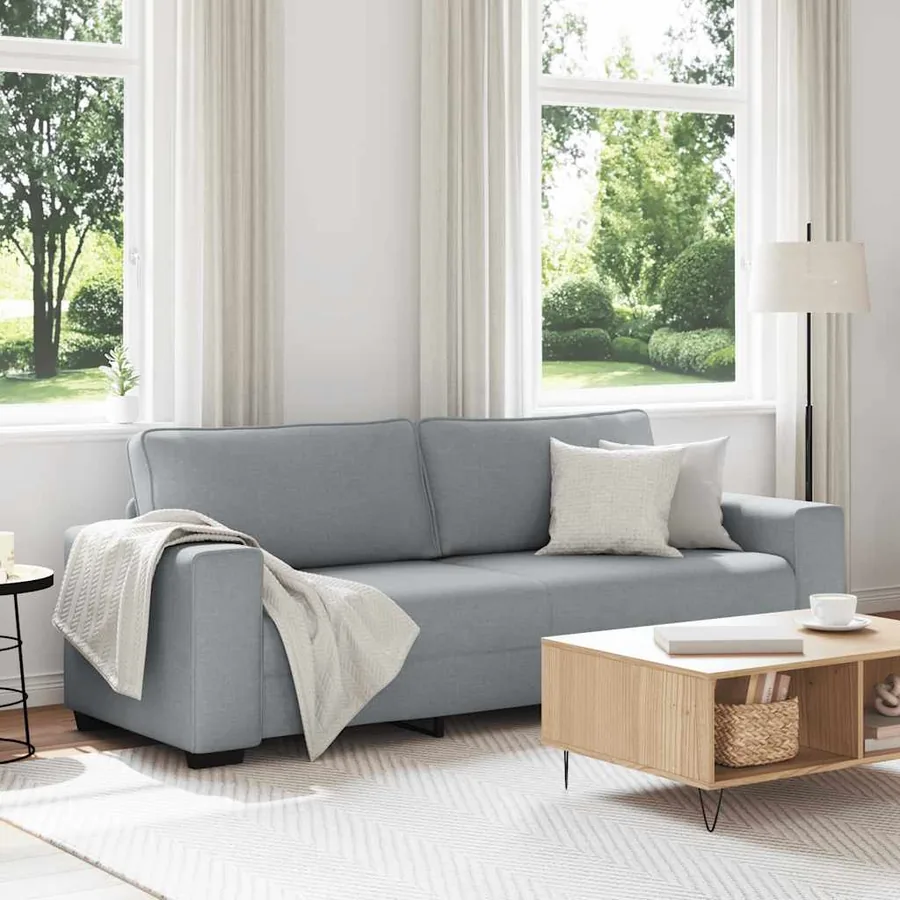 Canapé à 3 places gris clair 220x77x82 cm tissu