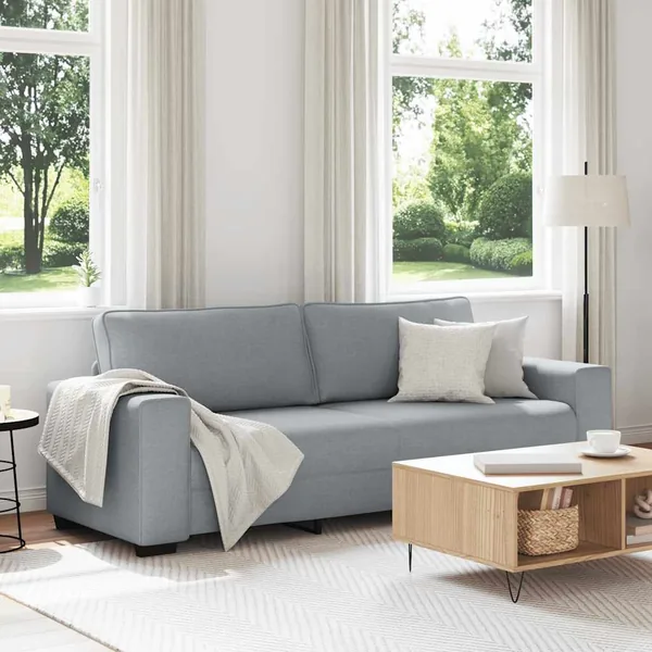 Canapé à 3 places gris clair 220x77x82 cm tissu