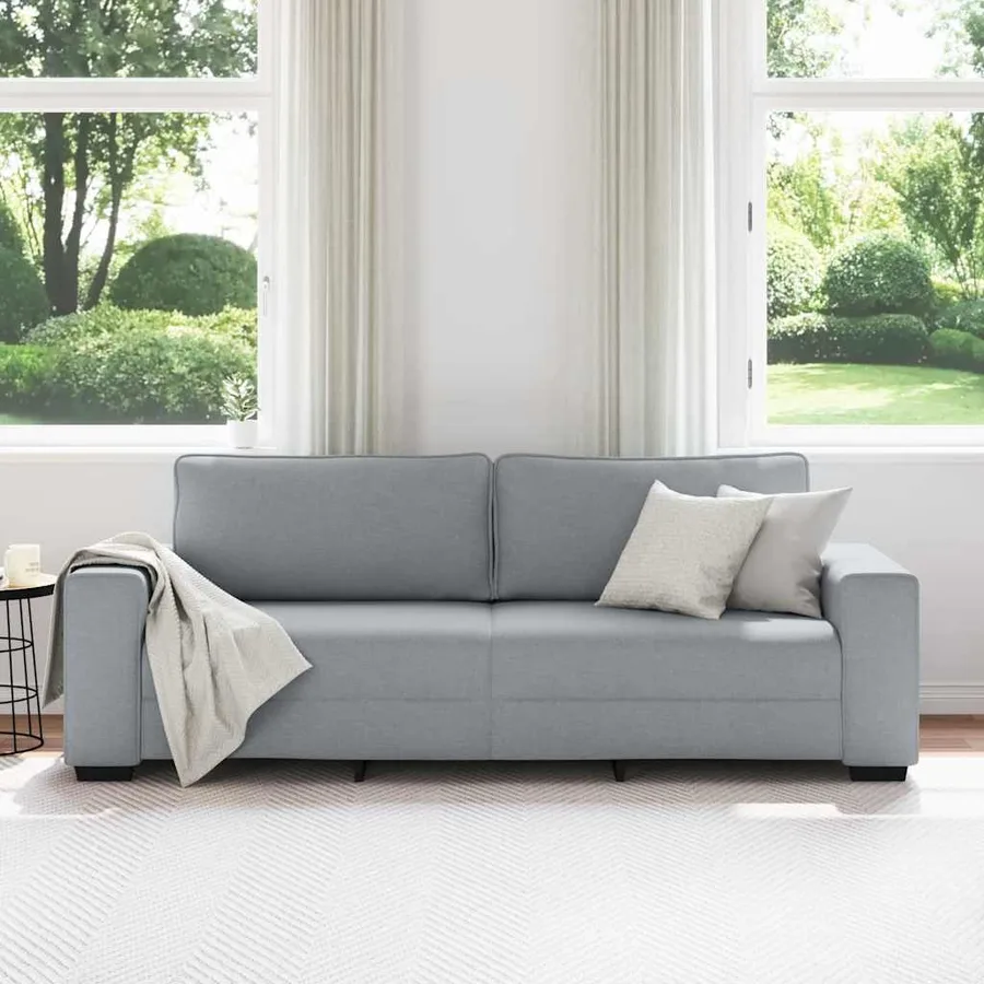 Canapé à 3 places gris clair 220x77x82 cm tissu - 3