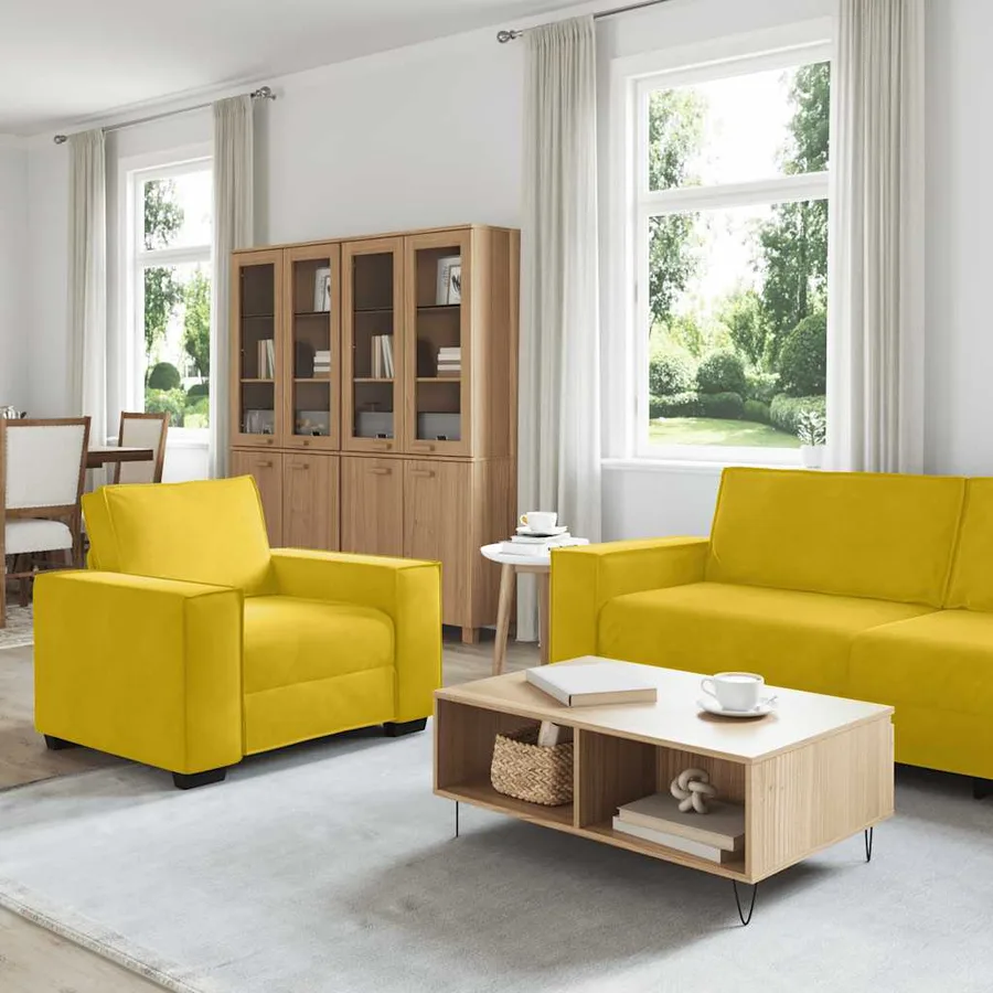 Ensemble de canapés 3 pcs avec coussins Jaune Velours - 3