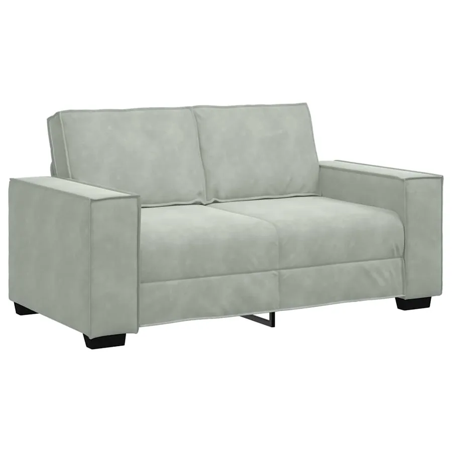 Ensemble canapé 2 pcs avec coussins velours gris clair - 4
