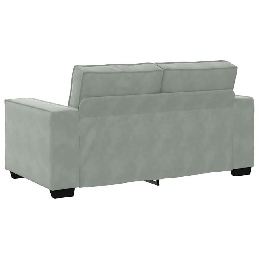 Ensemble canapé 2 pcs avec coussins velours gris clair - 6
