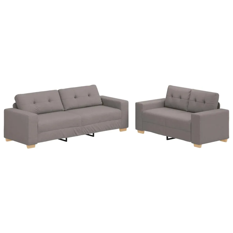 Ensemble canapé 2 pièces avec coussins taupe tissu - 2