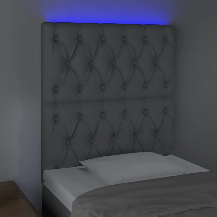 Tête de lit à LED Gris clair 80x7x118/128 cm Tissu - 3