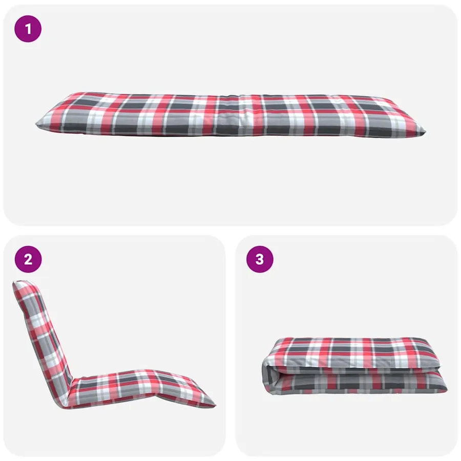 Transat pliant à carreaux rouges 175 x 54 x 8,5 cm tissu Oxford - 7