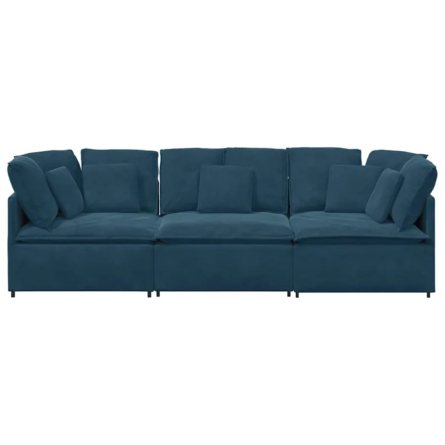 Canapé modulable avec coussins velours bleu - 5