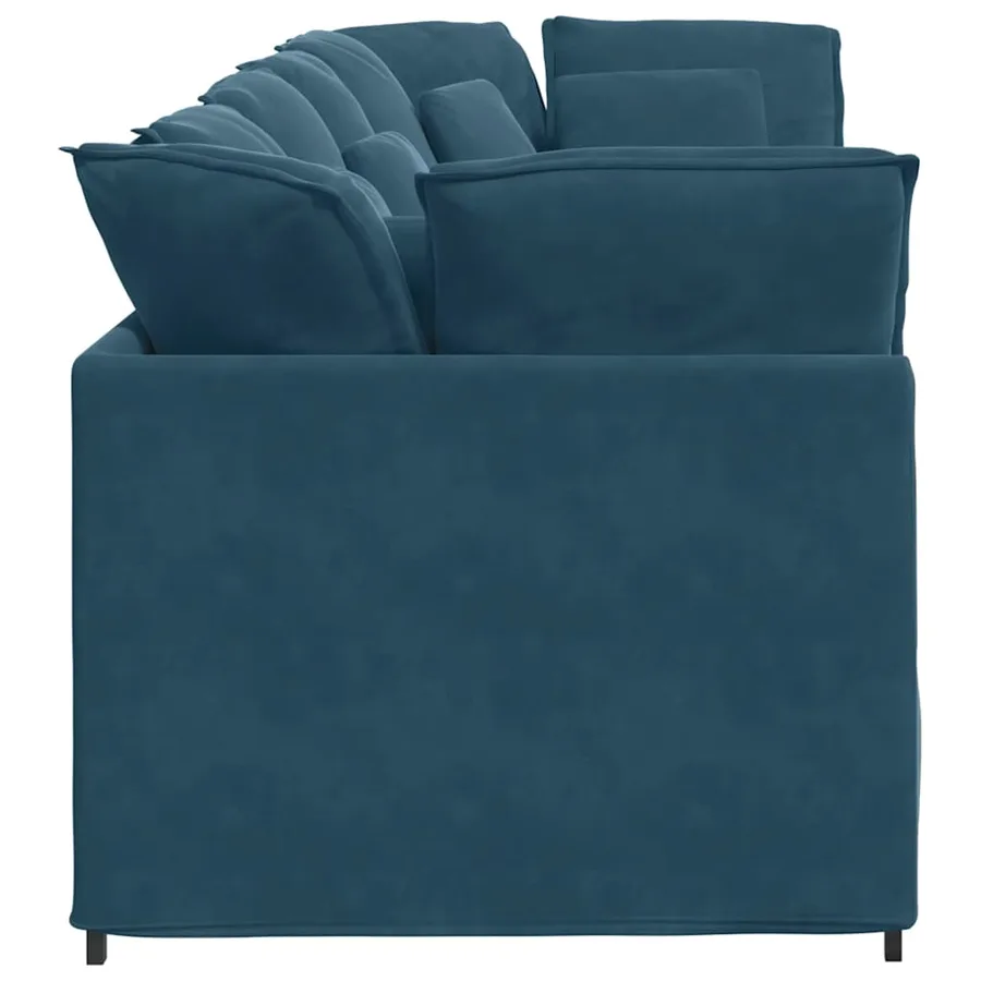 Canapé modulable avec coussins velours bleu - 6