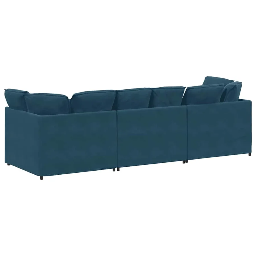 Canapé modulable avec coussins velours bleu - 7