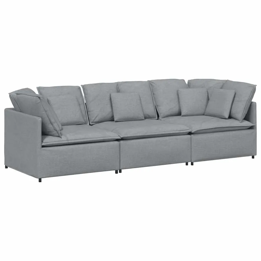 Canapé modulable avec coussins en tissu gris clair - 2