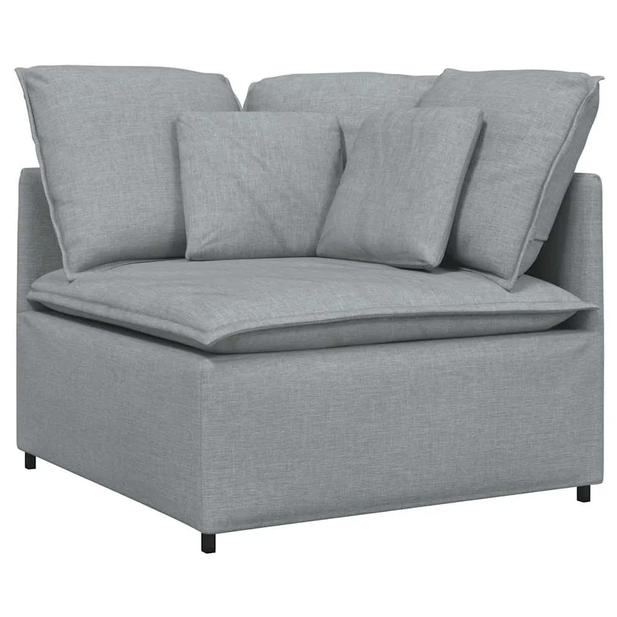 Canapé modulable avec coussins en tissu gris clair - 3