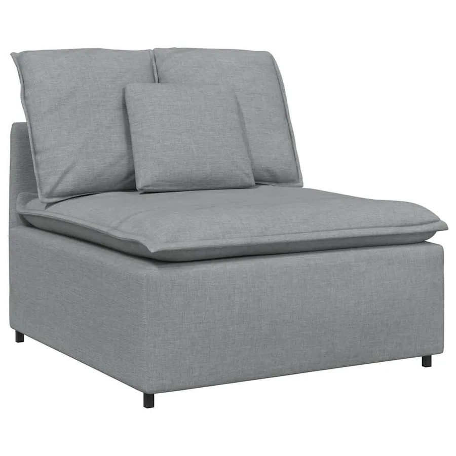 Canapé modulable avec coussins en tissu gris clair - 4
