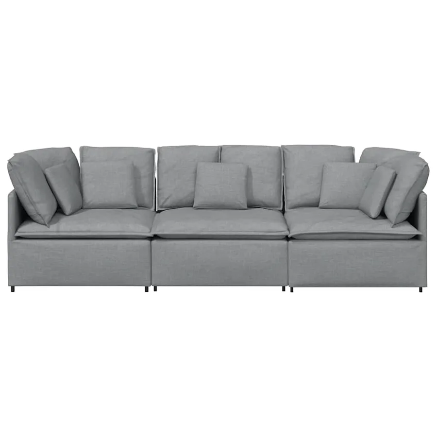 Canapé modulable avec coussins en tissu gris clair - 5