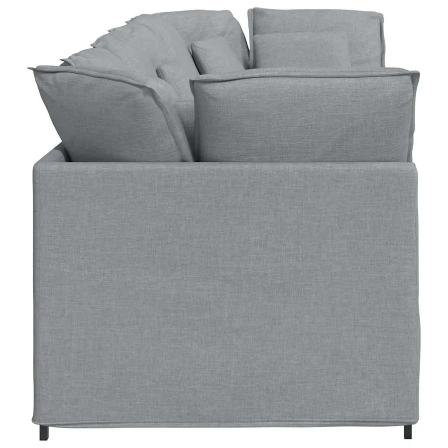 Canapé modulable avec coussins en tissu gris clair - 6
