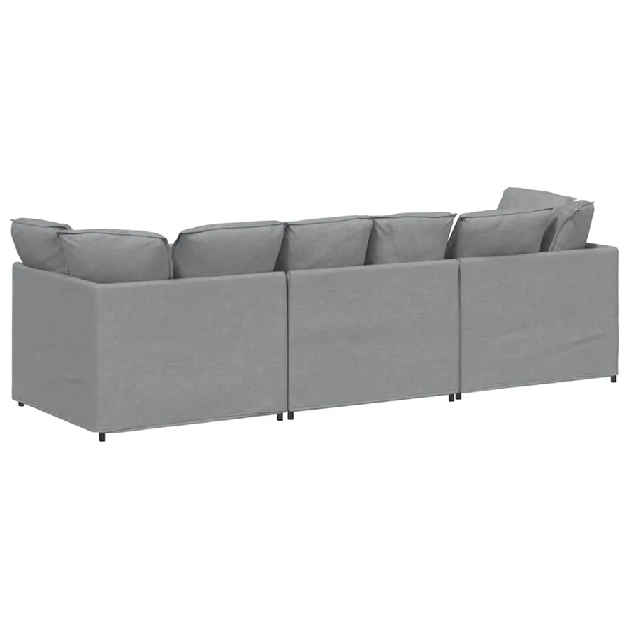 Canapé modulable avec coussins en tissu gris clair - 7