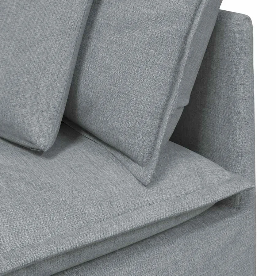 Canapé modulable avec coussins en tissu gris clair - 8