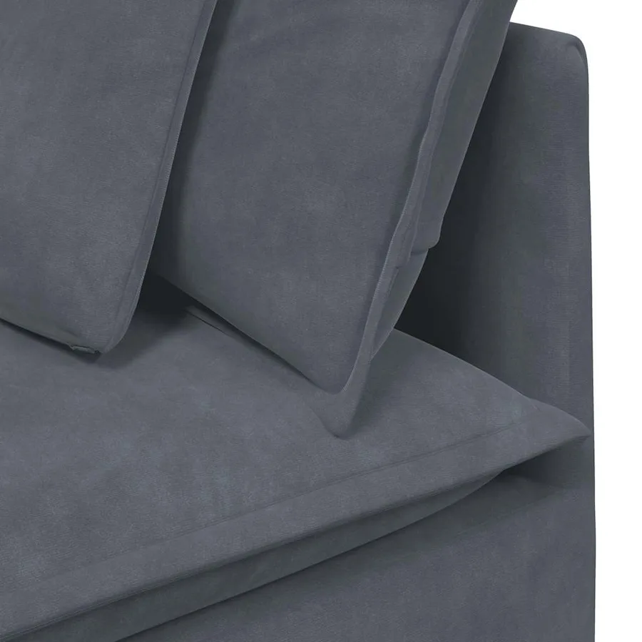 Canapé modulaire avec coussins en velours gris foncé - 10