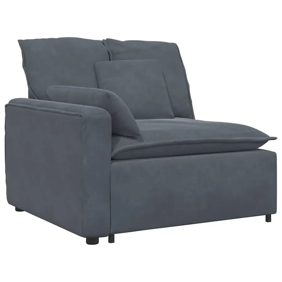 Canapé modulaire avec coussins en velours gris foncé - 3