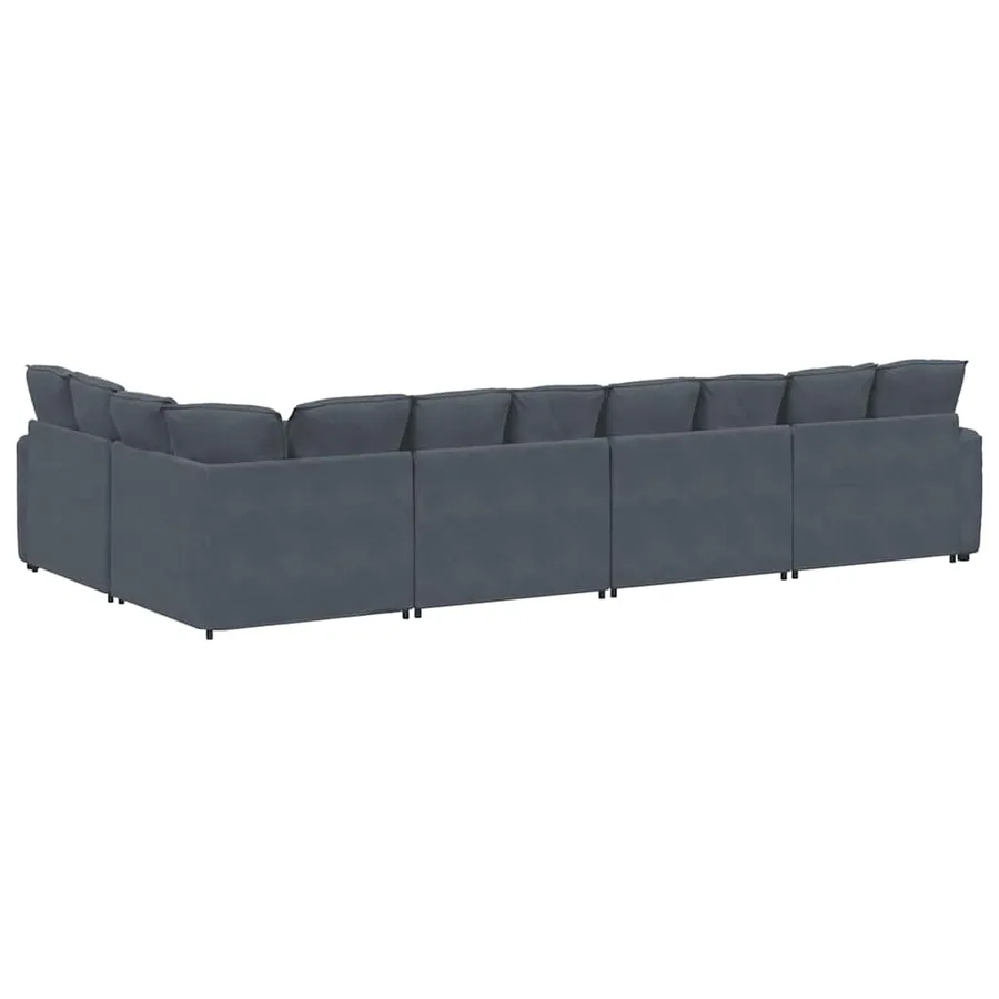 Canapé modulaire avec coussins en velours gris foncé - 8