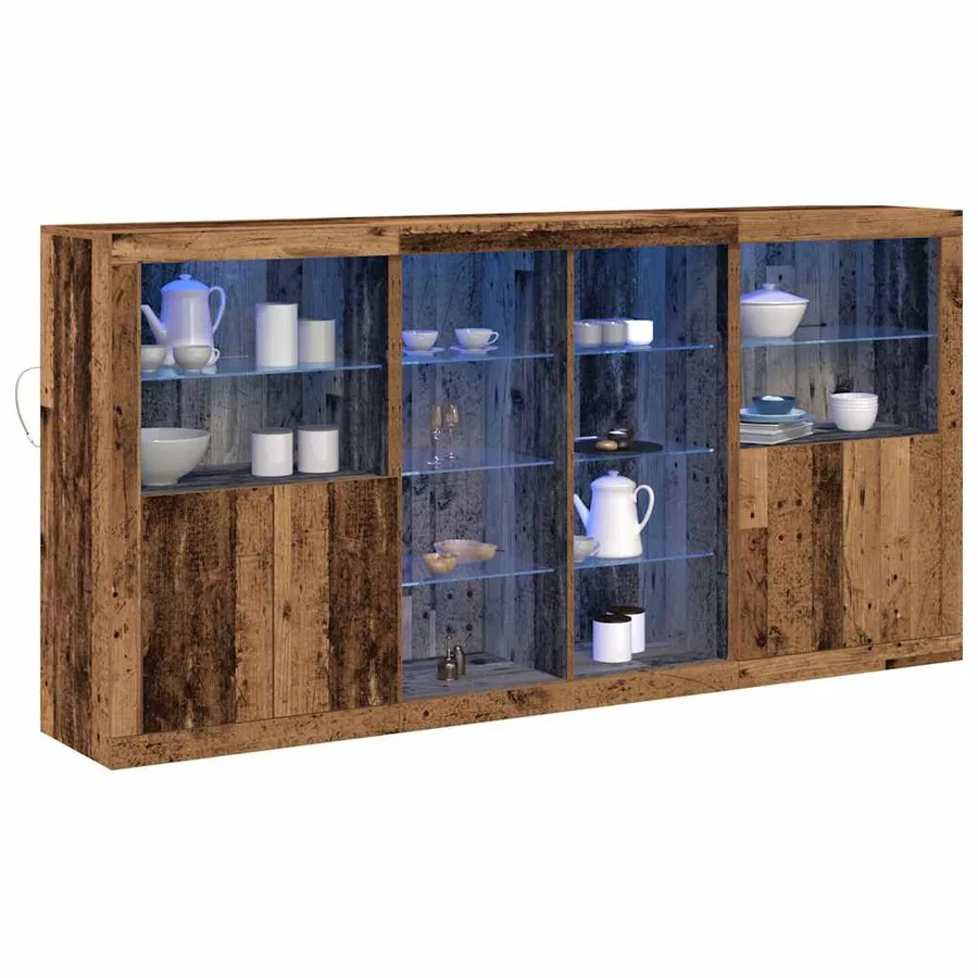 Buffet LED 3 pcs Bois ancien 202 x 37 x 100 cm - 3