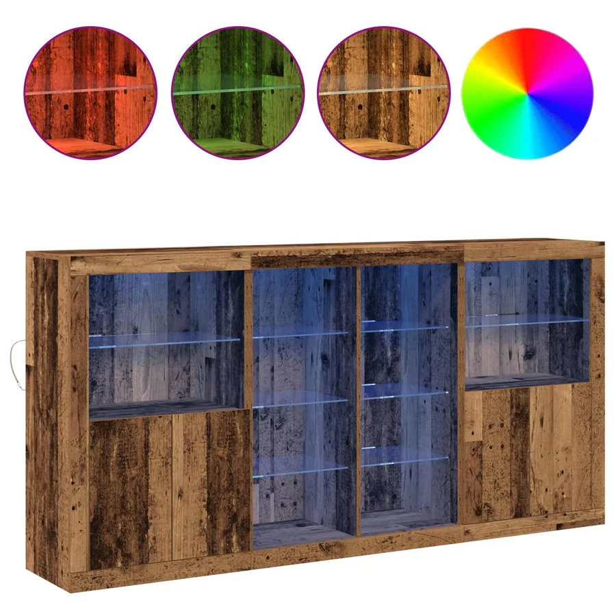 Buffet LED 3 pcs Bois ancien 202 x 37 x 100 cm - 4