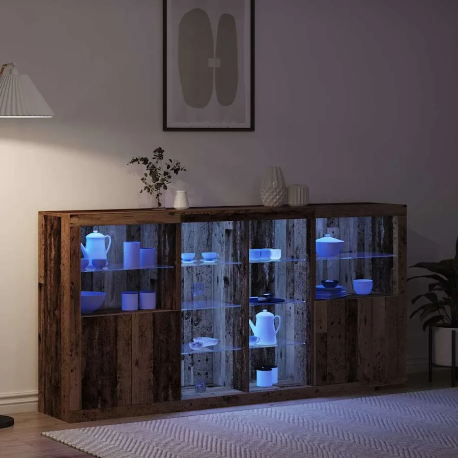 Buffet LED 3 pcs Bois ancien 202 x 37 x 100 cm - 5