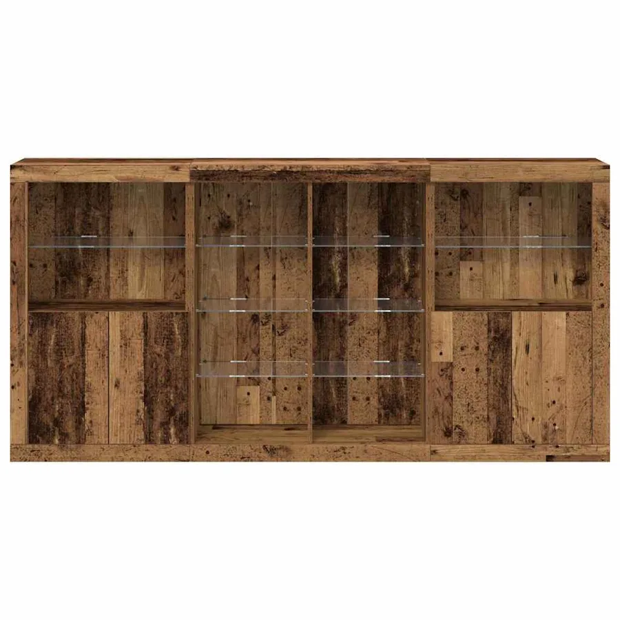 Buffet LED 3 pcs Bois ancien 202 x 37 x 100 cm - 6