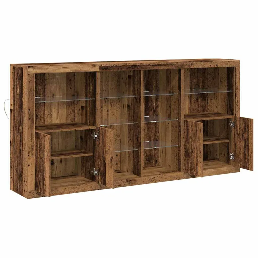 Buffet LED 3 pcs Bois ancien 202 x 37 x 100 cm - 7