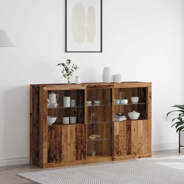 Buffet LED Bois ancien 162 x 37 x 100 cm Bois d'ingénierie