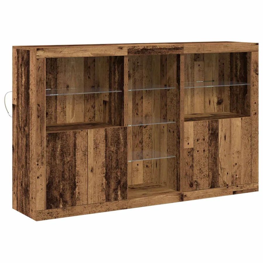 Buffet LED Bois ancien 162 x 37 x 100 cm Bois d'ingénierie - 2