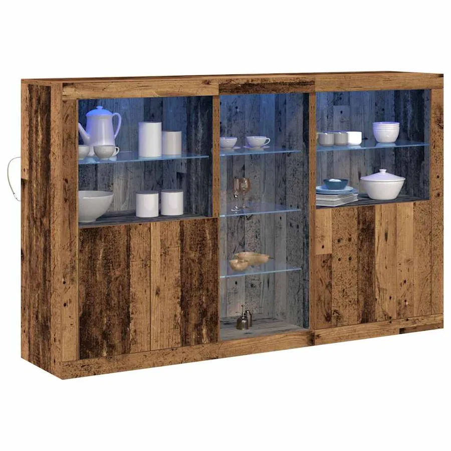 Buffet LED Bois ancien 162 x 37 x 100 cm Bois d'ingénierie - 3