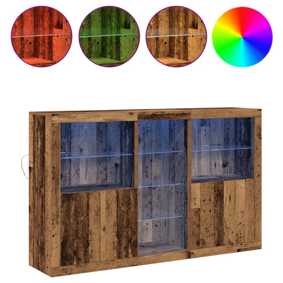 Buffet LED Bois ancien 162 x 37 x 100 cm Bois d'ingénierie - 4