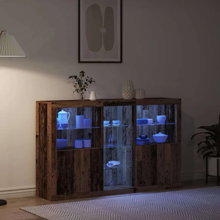 Buffet LED Bois ancien 162 x 37 x 100 cm Bois d'ingénierie - 5