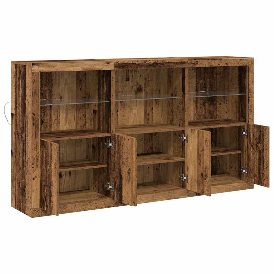 Buffet LED Bois ancien 162 x 37 x 100 cm Bois d'ingénierie - 7