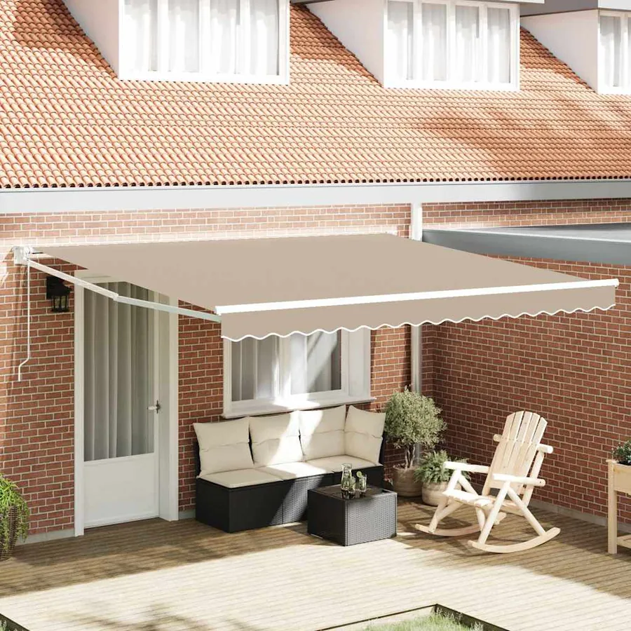 Auvent rétractable Beige 400 × 300 cm Polyester et métal