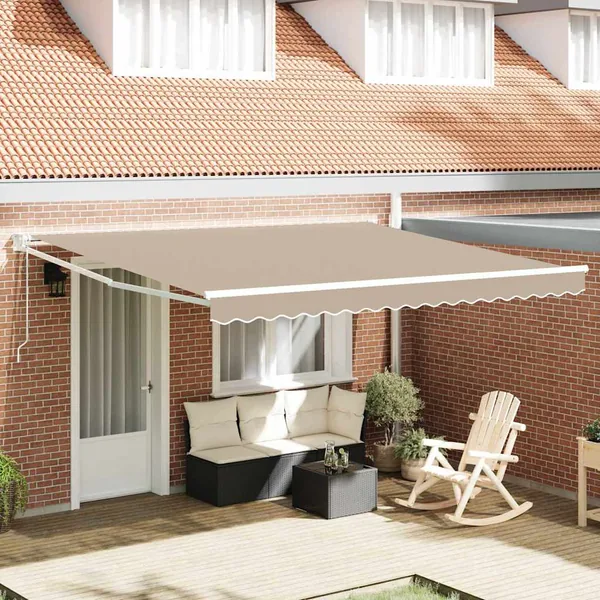 Auvent rétractable Beige 400 × 300 cm Polyester et métal