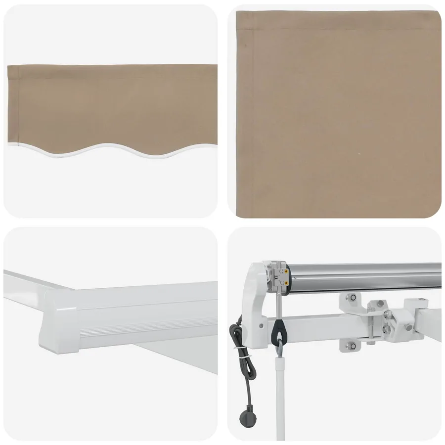 Auvent rétractable Beige 400 × 300 cm Tissu et Aluminium - 4