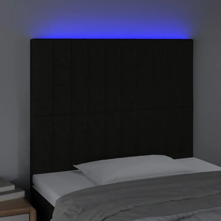 Tête de lit à LED Noir 80x5x118/128 cm Tissu - 3
